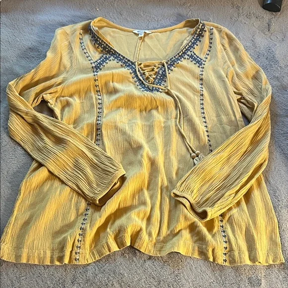 Sonoma Mustard Yellow Blouse with Embellished Details - Picture 2 of 4